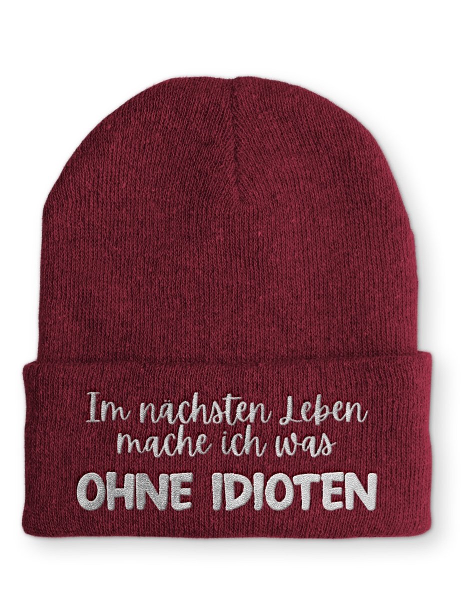 Ohne Idioten Statement Beanie Mütze mit Spruch - Schwarzer - Kaffee