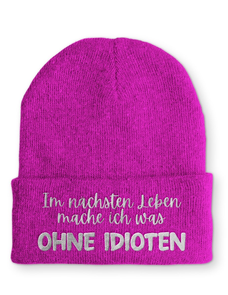 Ohne Idioten Statement Beanie Mütze mit Spruch - Schwarzer - Kaffee