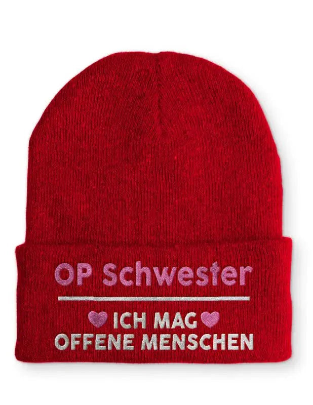 OP Schwester Ich mag offene Menschen Statement Beanie Mütze mit Spruch - tshirtladen - Mütze
