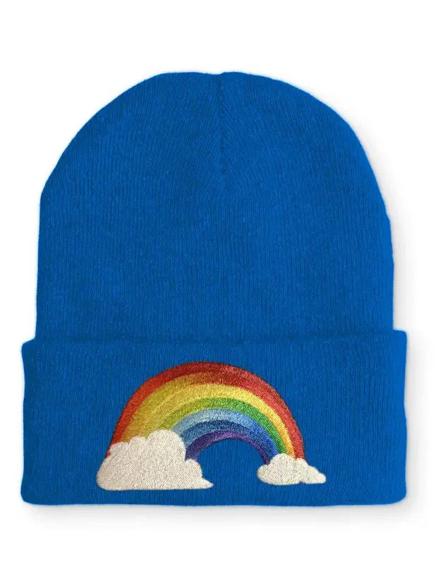 Regenbogen mit Wolken Statement Beanie Mütze mit Spruch - tshirtladen - Mütze