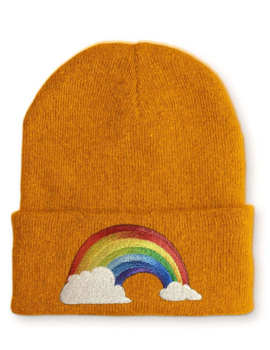Regenbogen mit Wolken Statement Beanie Mütze mit Spruch - Schwarzer - Kaffee