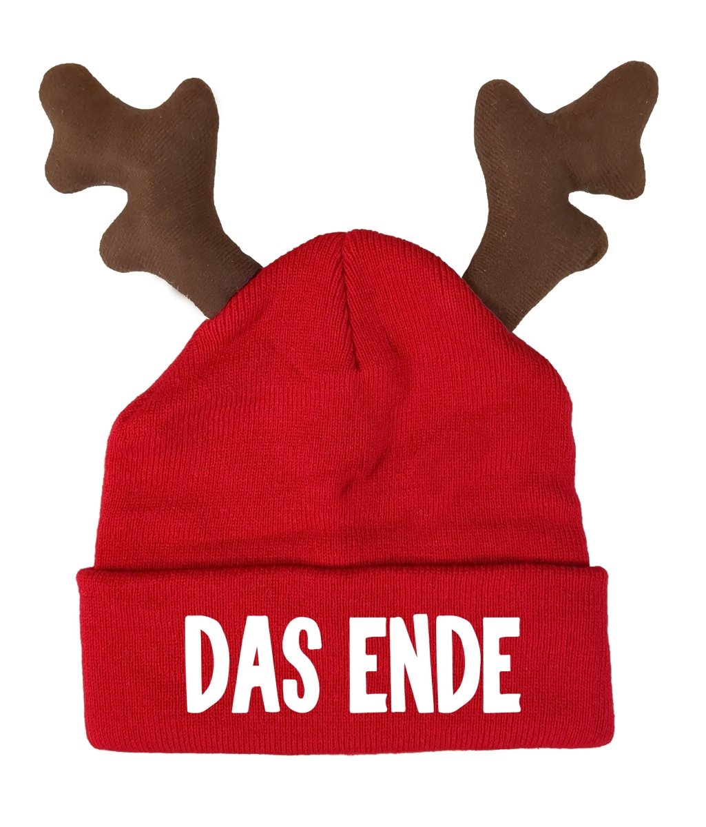RENTIER STRICKMÜTZE DAS ENDE STATEMENT BEANIE ELCH MÜTZE MIT SPRUCH - Schwarzer - Kaffee