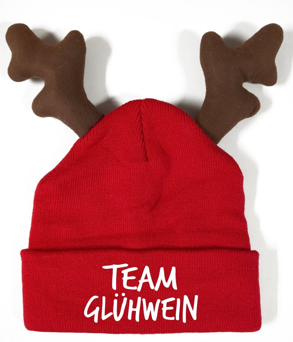 RENTIER STRICKMÜTZE TEAM GLÜHWEIN STATEMENT BEANIE ELCH MÜTZE MIT SPRUCH - Schwarzer - Kaffee