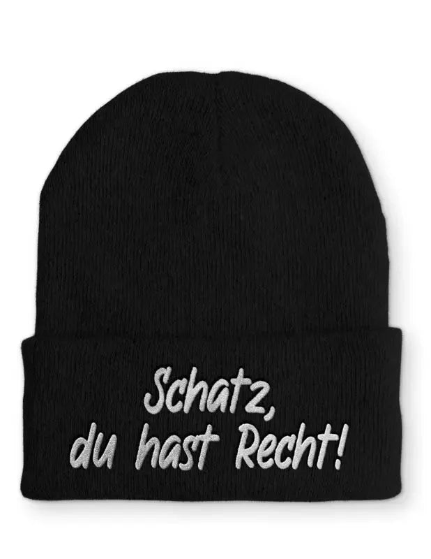 Schatz, du hast Recht! Statement Beanie Mütze mit Spruch - tshirtladen - Mütze