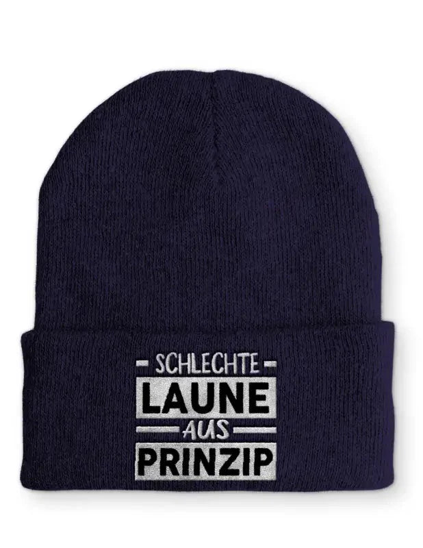 Schlechte Laune aus Prinzip Statement Beanie Mütze mit Spruch - tshirtladen - Mütze