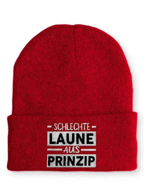Schlechte Laune aus Prinzip Statement Beanie Mütze mit Spruch - tshirtladen - Mütze
