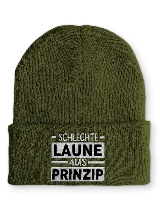 Schlechte Laune aus Prinzip Statement Beanie Mütze mit Spruch - tshirtladen - Mütze