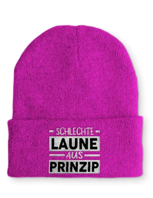Schlechte Laune aus Prinzip Statement Beanie Mütze mit Spruch - tshirtladen - Mütze