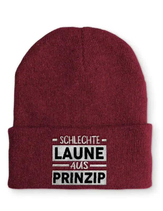 Schlechte Laune aus Prinzip Statement Beanie Mütze mit Spruch - tshirtladen - Mütze