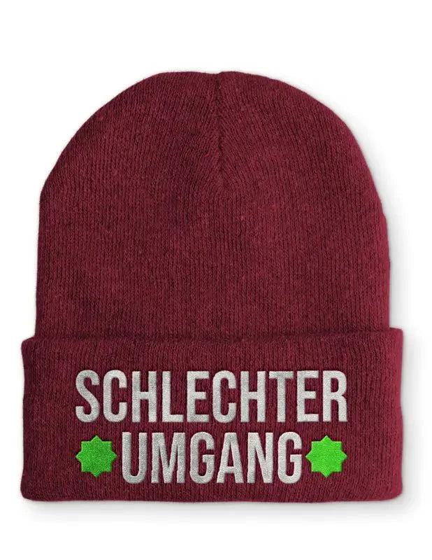 Schlechter Umgang Statement Beanie Mütze mit Spruch - tshirtladen - Mütze