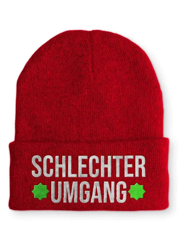 Schlechter Umgang Statement Beanie Mütze mit Spruch - tshirtladen - Mütze