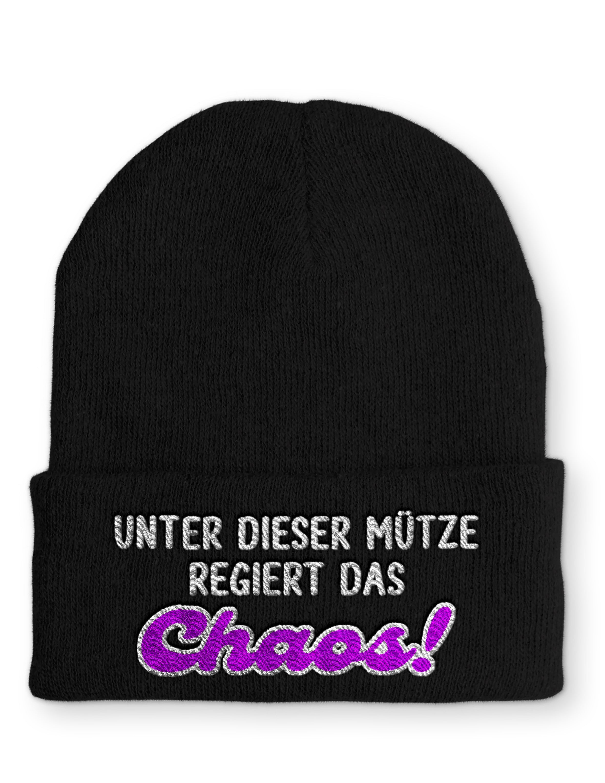 Unter dieser Mütze regiert das Chaos! Statement Beanie Mütze mit Spruch