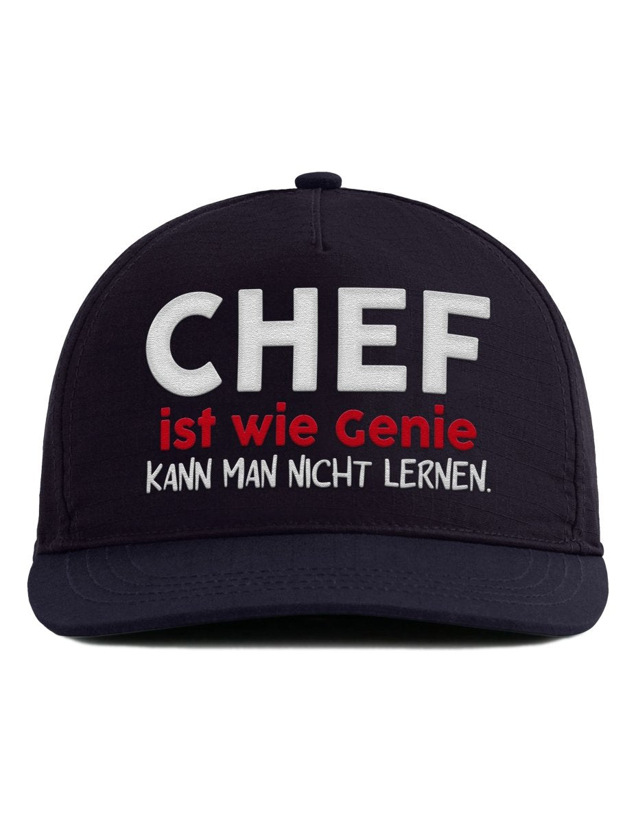 Snapback Cap – Chef ist wie Genie kann man nicht lernen – Unisex Basecap - Bestickt - Schwarzer - Kaffee