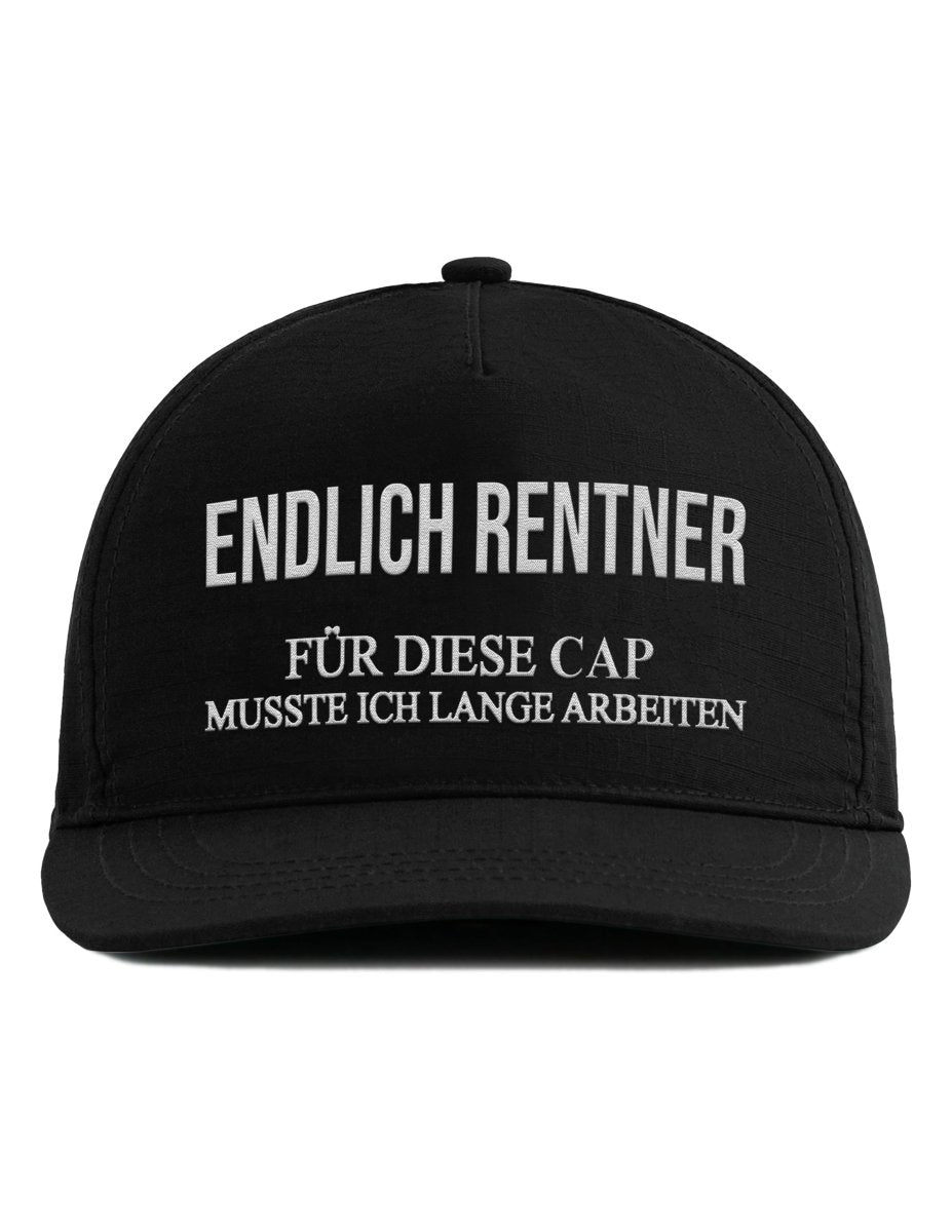 Snapback Cap – Endlich Rentner – Unisex - Bestickt - Schwarzer - Kaffee