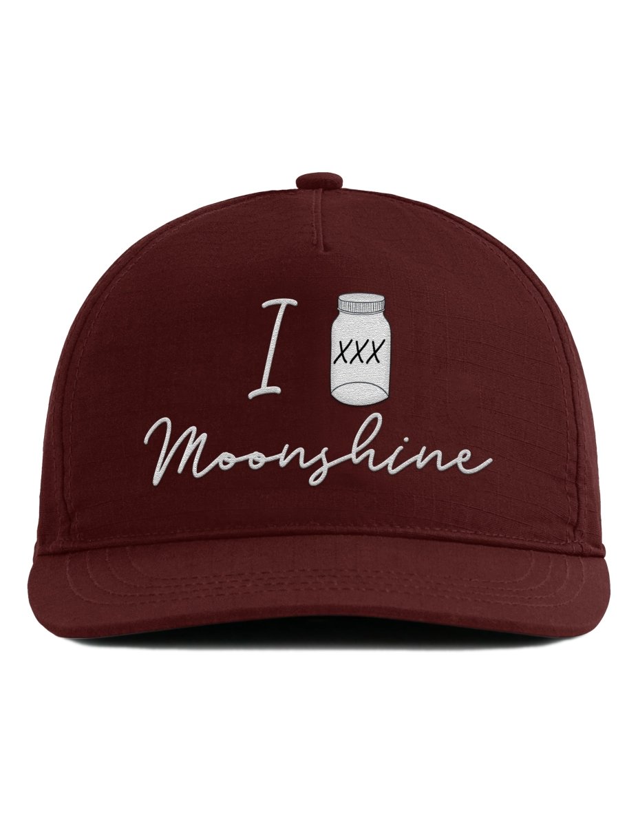 Snapback Cap – I Love Moonshine – Bestickt – Unisex Basecap - Schwarzer - Kaffee