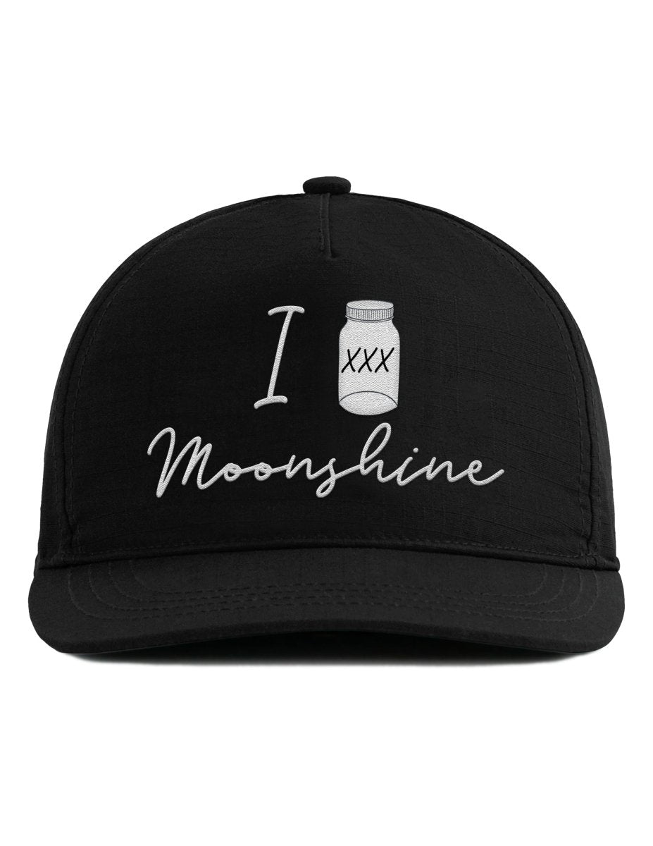 Snapback Cap – I Love Moonshine – Bestickt – Unisex Basecap - Schwarzer - Kaffee