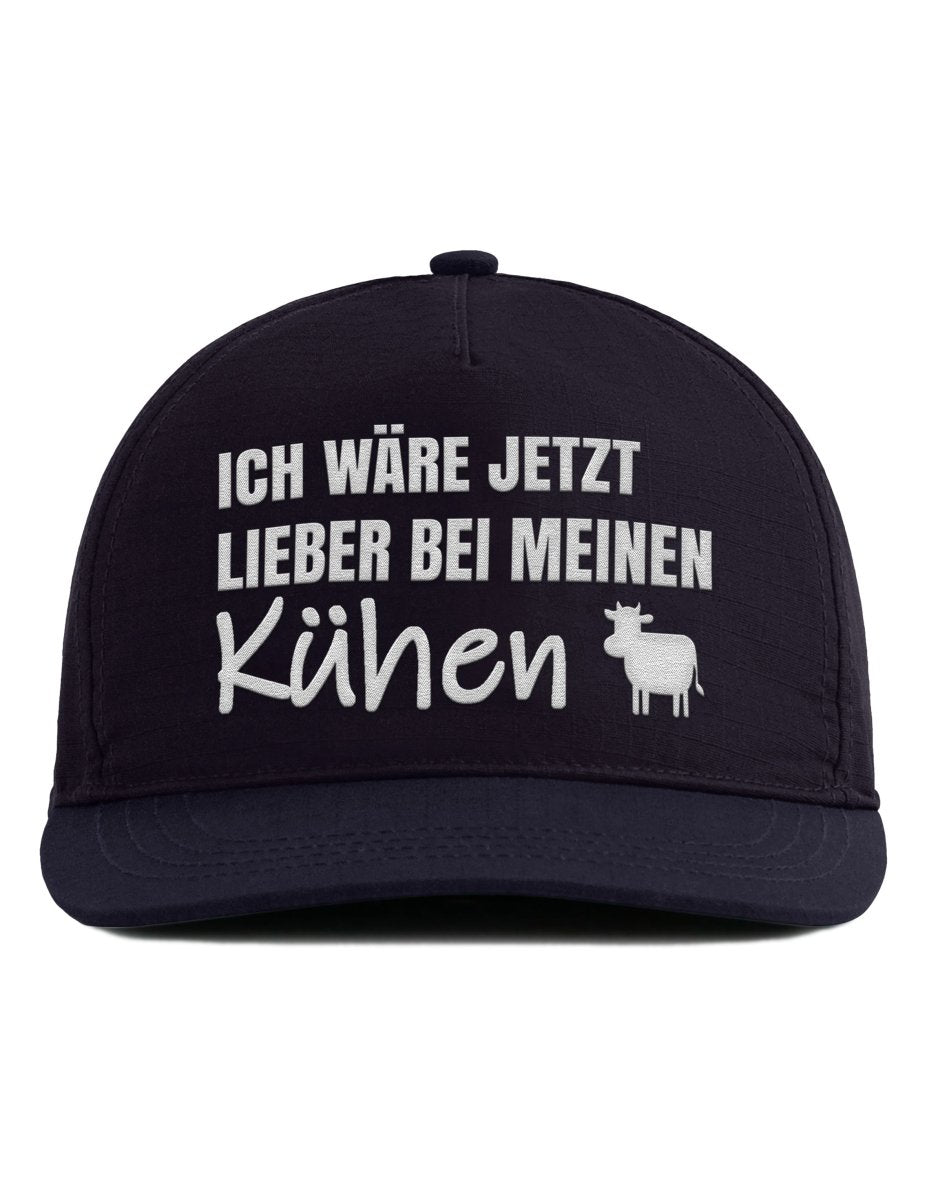 Snapback Cap – Ich wäre jetzt lieber bei meinen Kühen – Bestickt – Unisex Basecap - Schwarzer - Kaffee