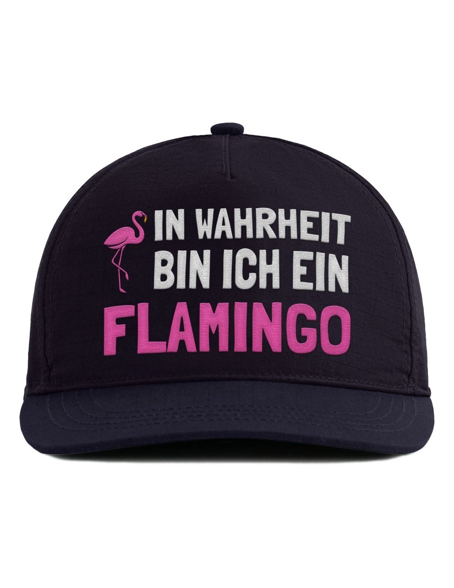 Snapback Cap – In Wahrheit bin ich ein Flamingo – Unisex Basecap – Bestickt - Schwarzer - Kaffee