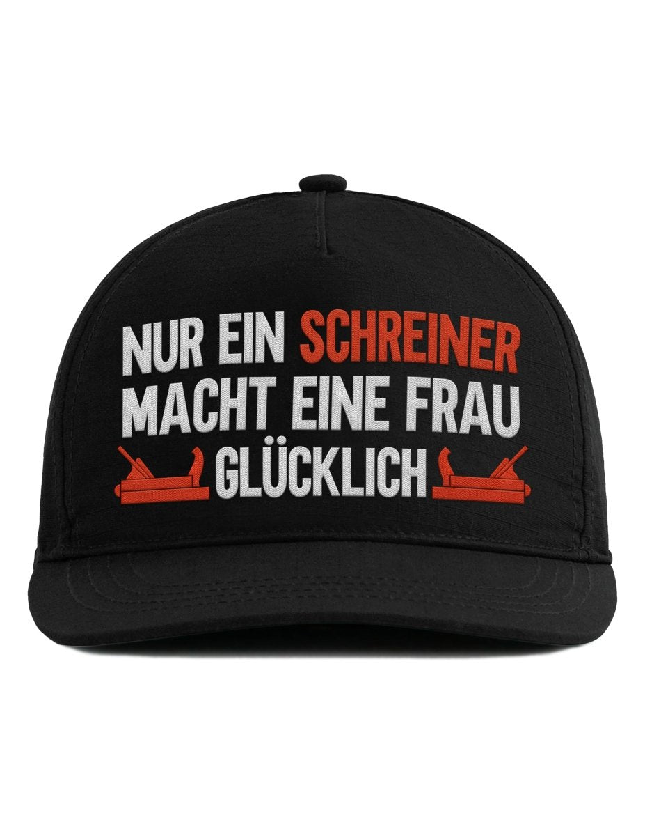 Snapback Cap – Nur ein Schreiner macht eine Frau glücklich – Unisex Basecap - Bestickt - Schwarzer - Kaffee