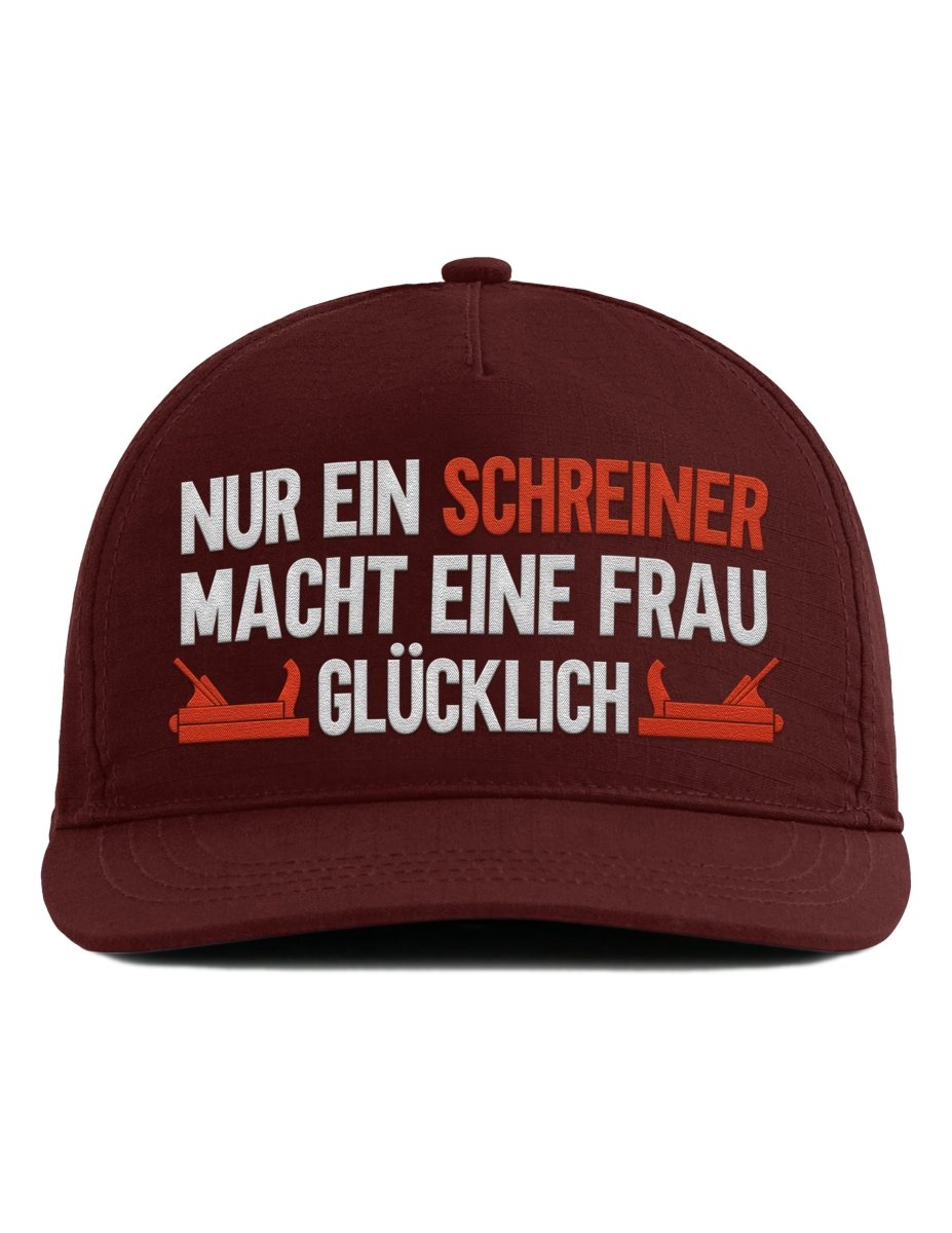 Snapback Cap – Nur ein Schreiner macht eine Frau glücklich – Unisex Basecap - Bestickt - Schwarzer - Kaffee
