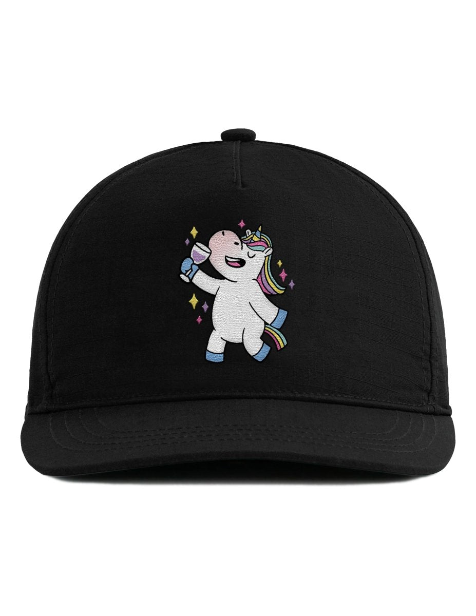 Snapback Cap – Party Einhorn – Unisex - Bestickt - Schwarzer - Kaffee