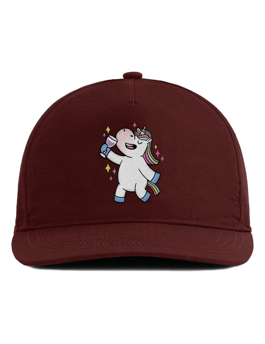 Snapback Cap – Party Einhorn – Unisex - Bestickt - Schwarzer - Kaffee