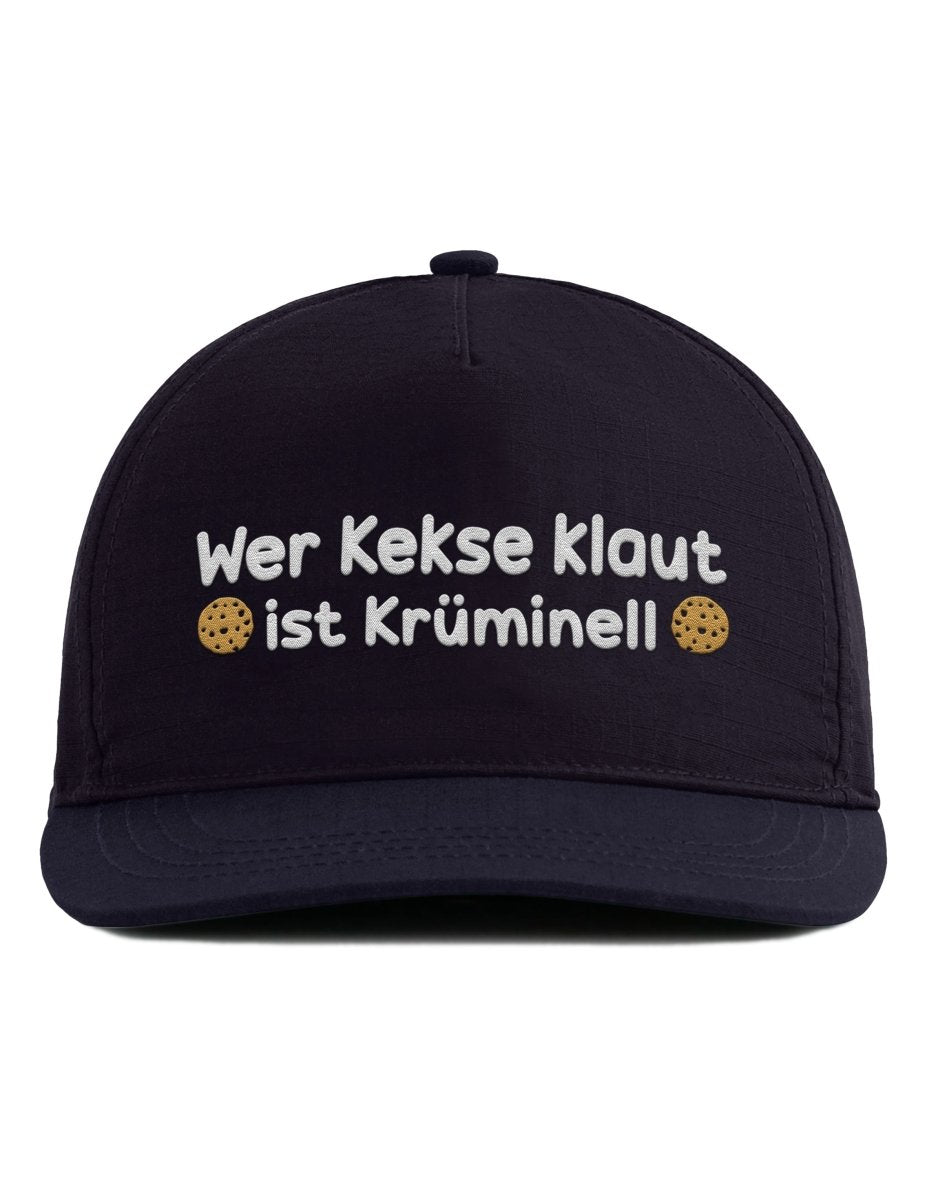 Snapback Cap – Wer Kekse klaut ist Krüminell – Unisex Basecap - Bestickt - Schwarzer - Kaffee