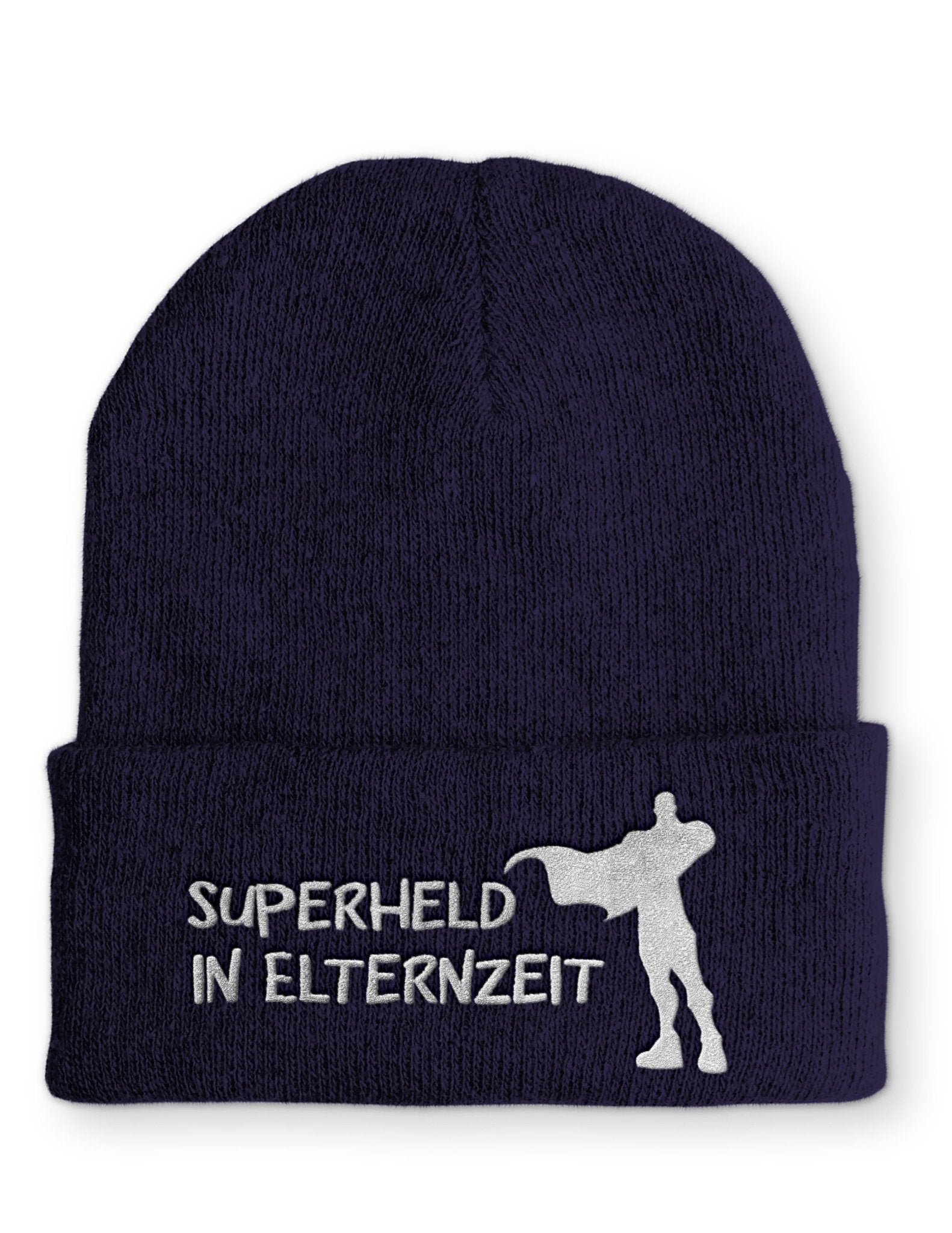 Superheld in Elternzeit Beanie Mütze mit Spruch - tshirtladen - Mütze