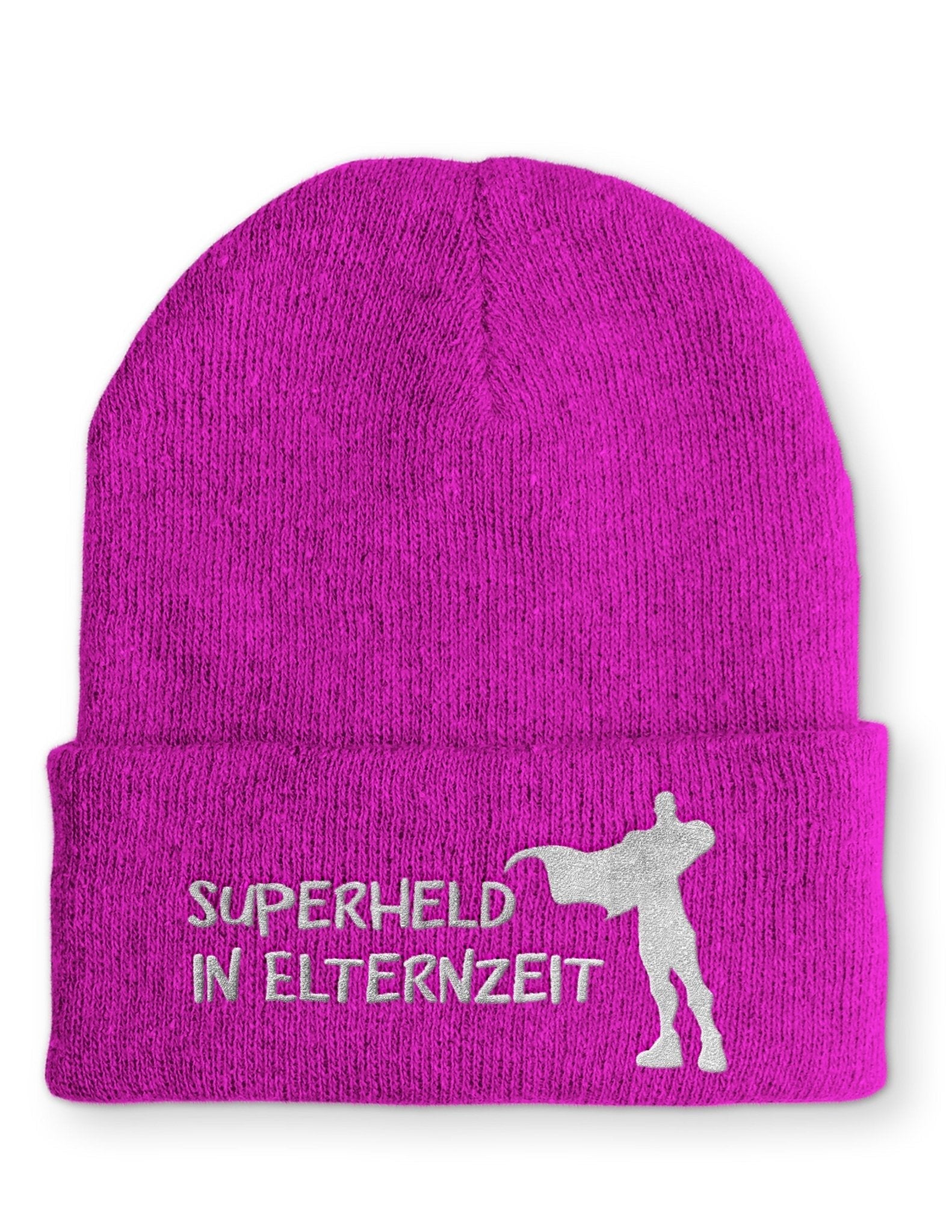 Superheld in Elternzeit Beanie Mütze mit Spruch - tshirtladen - Mütze