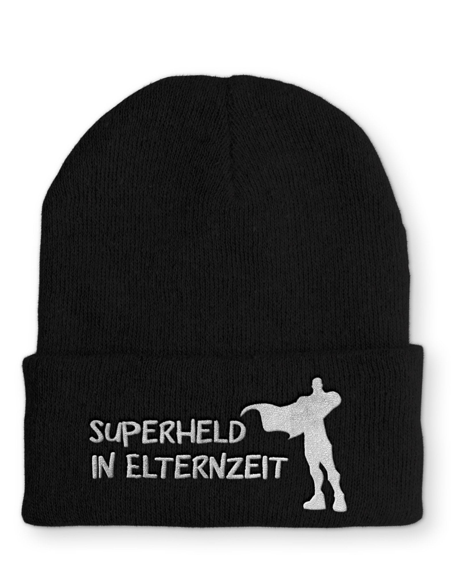 Superheld in Elternzeit Beanie Mütze mit Spruch - tshirtladen - Mütze