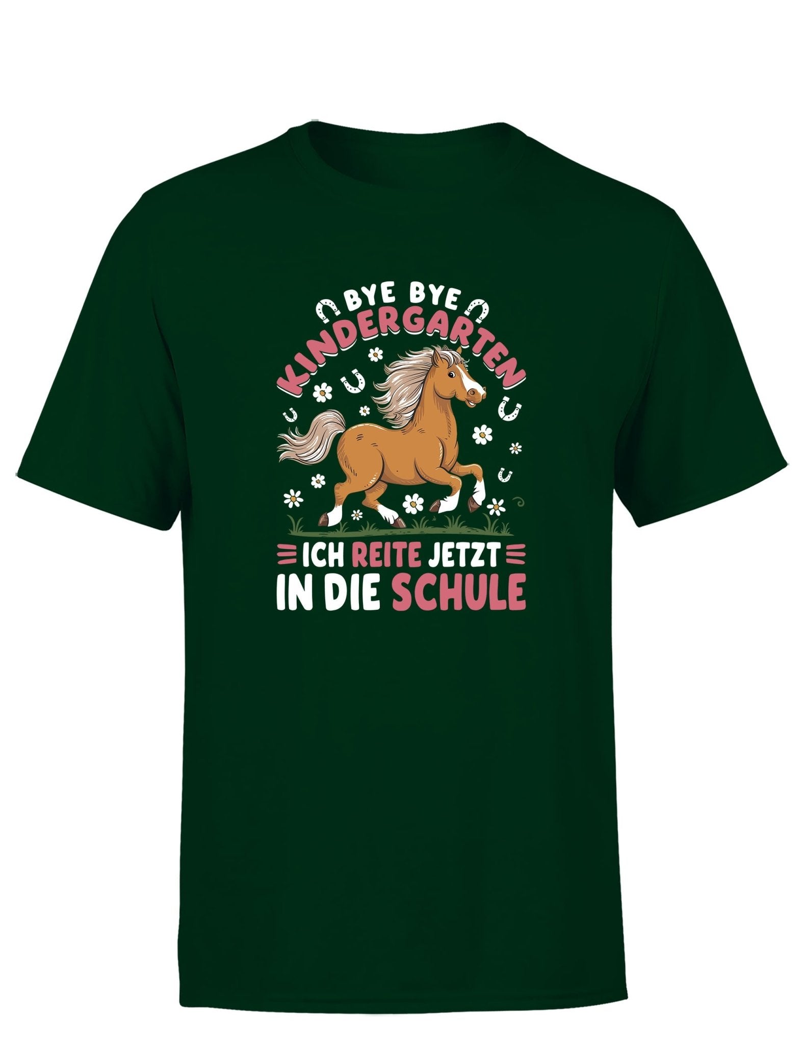 T-Shirt Bye Bye Kindergarten Pferd Schulanfang Shirt Kinder Mit Pferdemotiv - tshirtladen - T-Shirt
