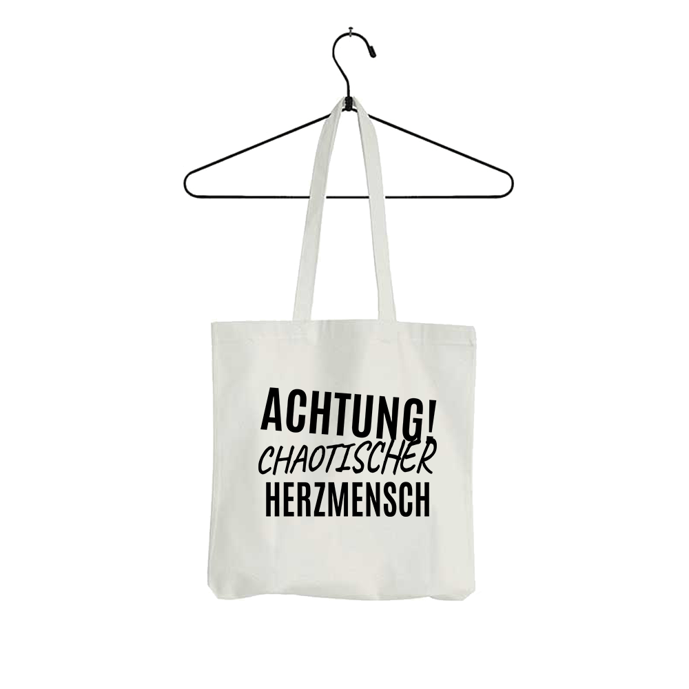 Tasche Achtung chaotischer Herzmensch - Schwarzer - Kaffee