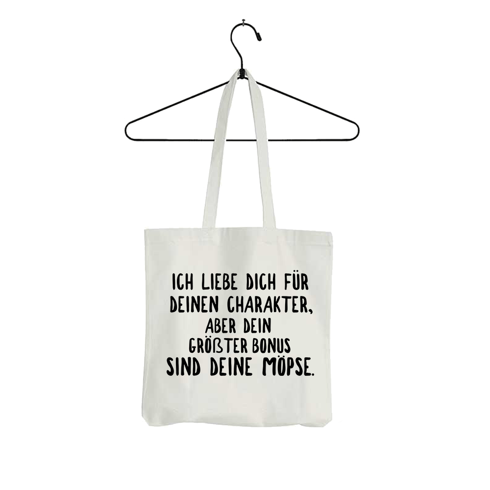 Tasche Ich liebe deinen Charakter Möpse - Schwarzer - Kaffee