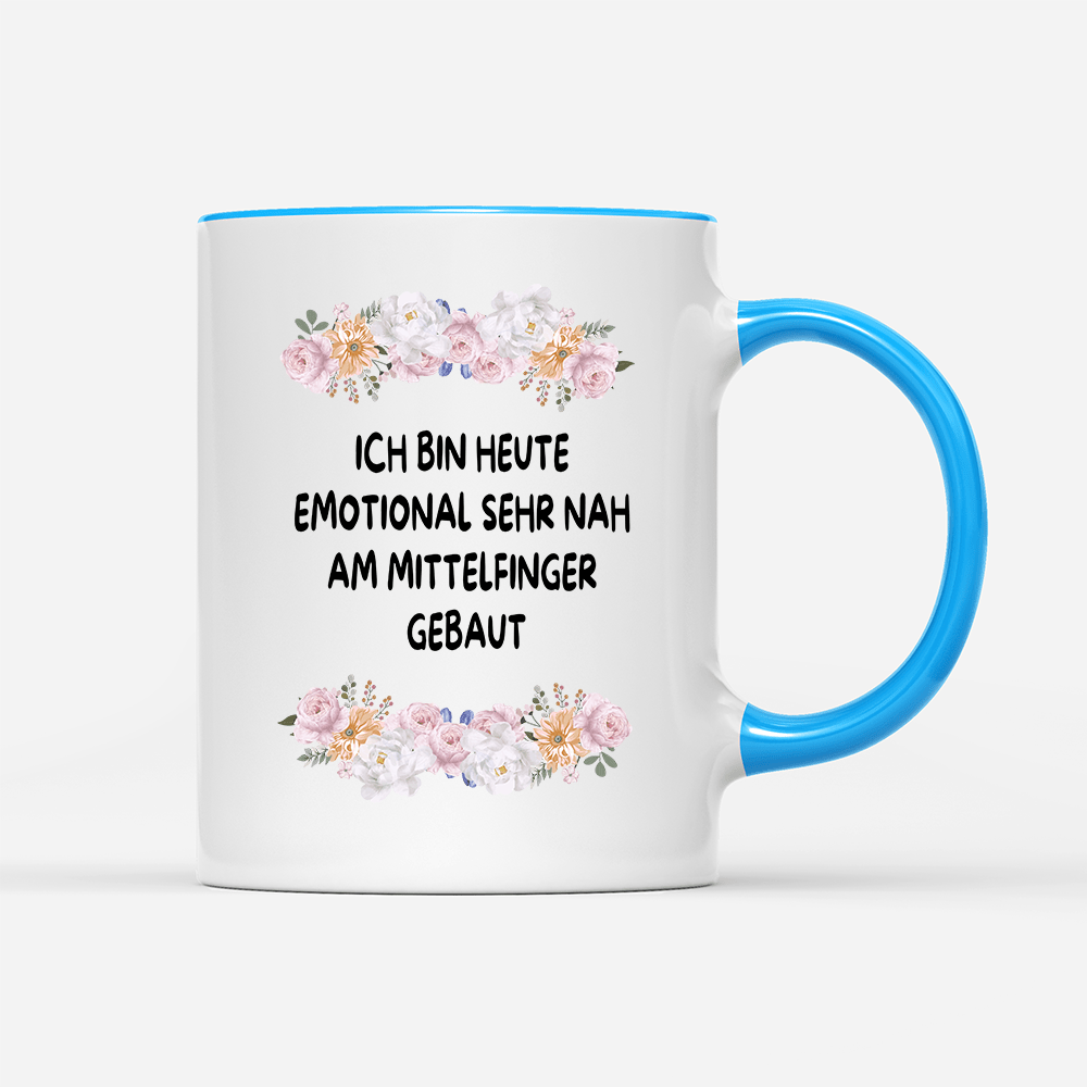 Tasse Blumen Emotional sehr nah am Mittelfinger - Schwarzer - Kaffee