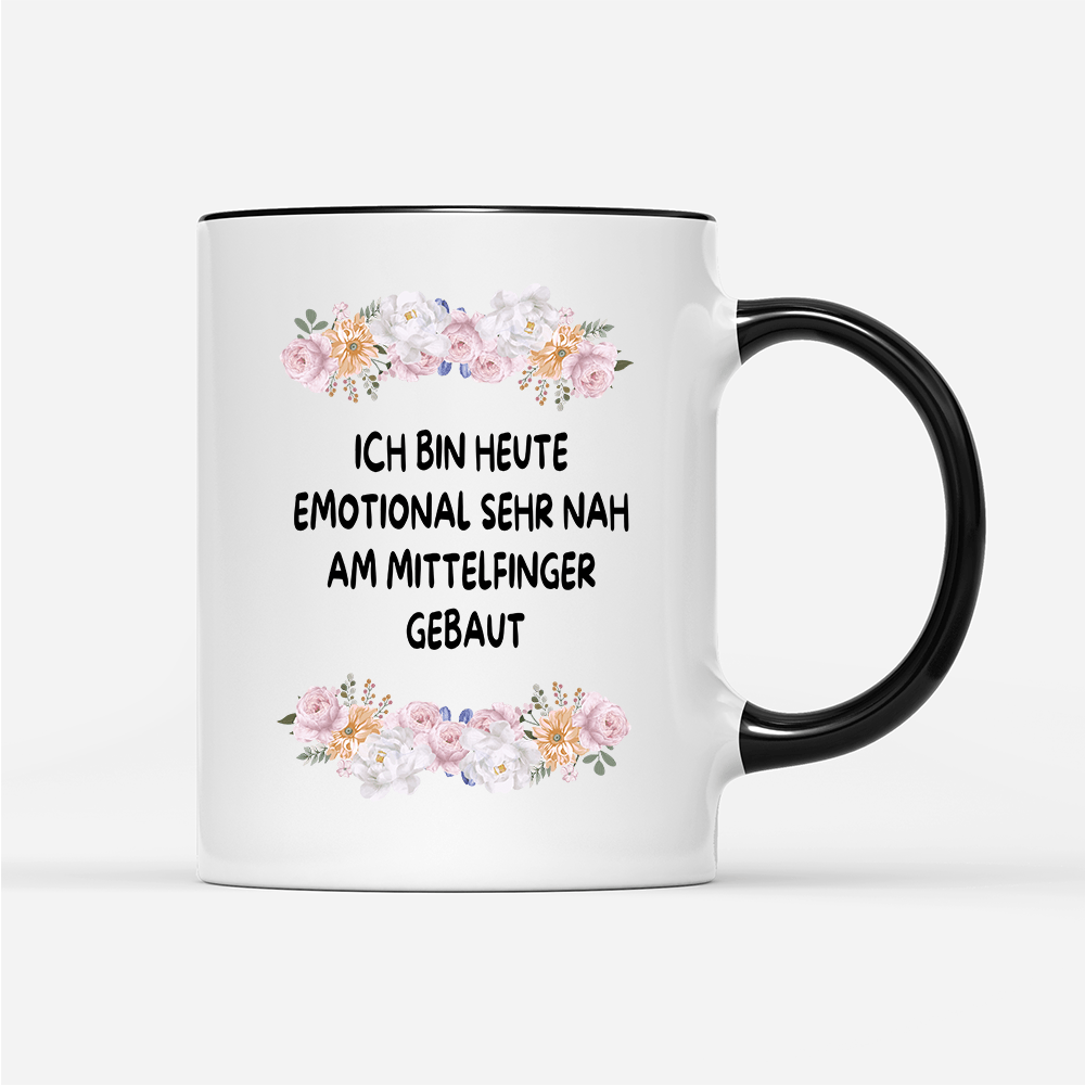 Tasse Blumen Emotional sehr nah am Mittelfinger - Schwarzer - Kaffee