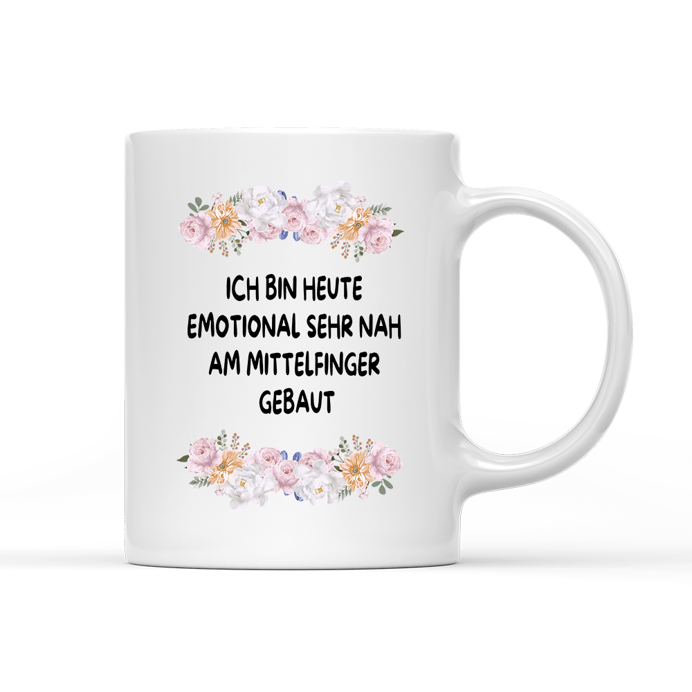Tasse Blumen Emotional sehr nah am Mittelfinger - Schwarzer - Kaffee