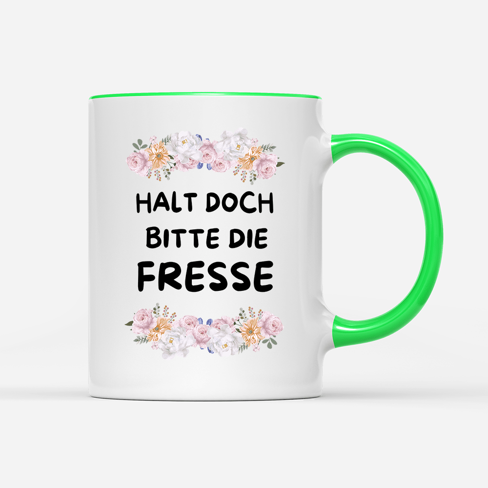 Tasse Blumen Halt doch bitte die Fresse - Schwarzer - Kaffee