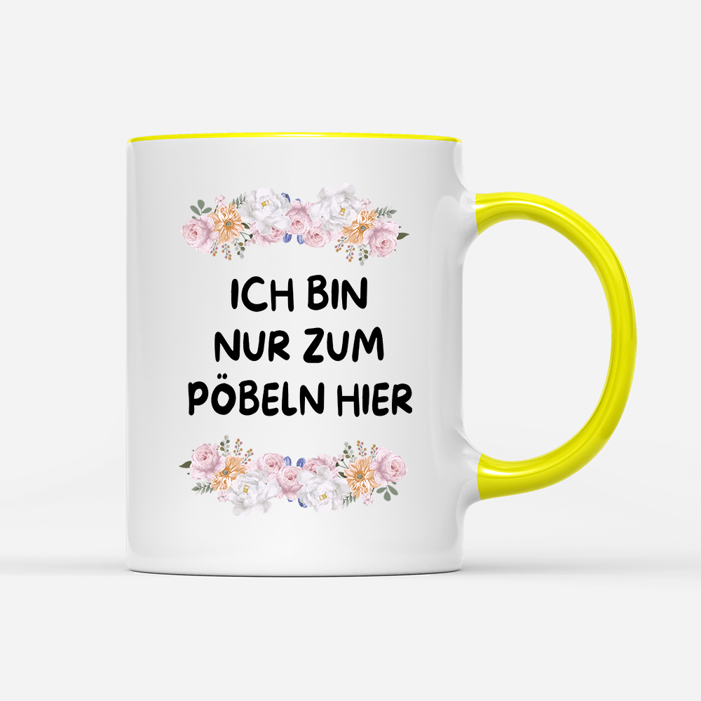 Tasse Blumen ich bin nur zum pöbeln hier - Schwarzer - Kaffee