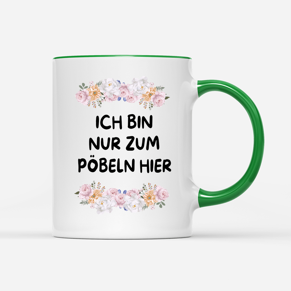 Tasse Blumen ich bin nur zum pöbeln hier - Schwarzer - Kaffee