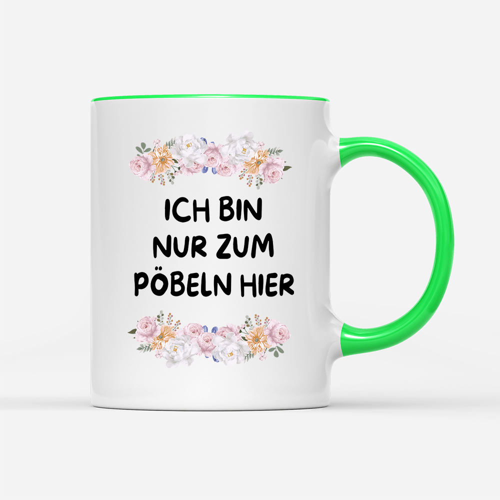 Tasse Blumen ich bin nur zum pöbeln hier - Schwarzer - Kaffee