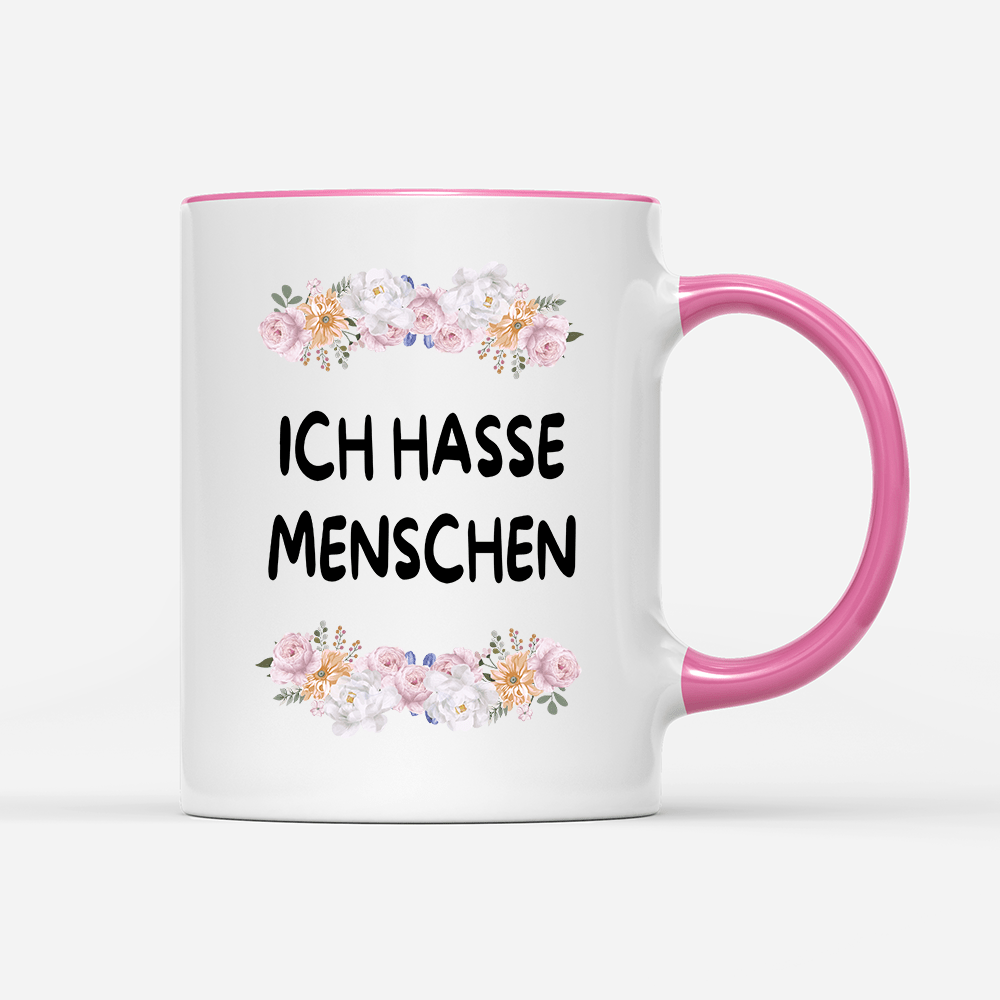 Tasse Blumen ich hasse Menschen - Schwarzer - Kaffee