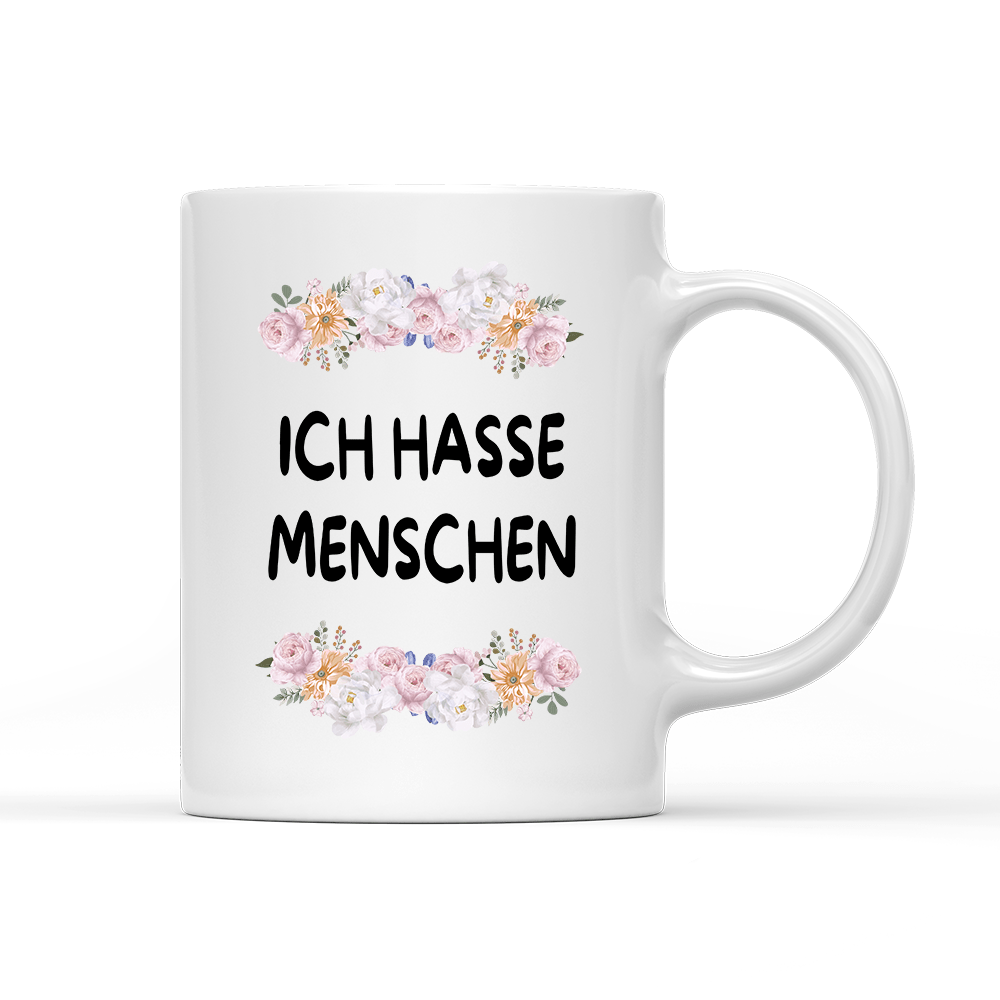 Tasse Blumen ich hasse Menschen - Schwarzer - Kaffee