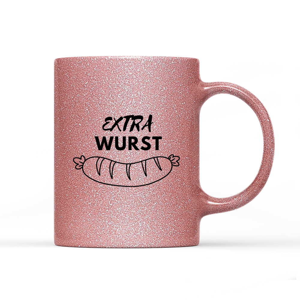 Tasse Glitzer Edition Extra Wurst - Schwarzer - Kaffee