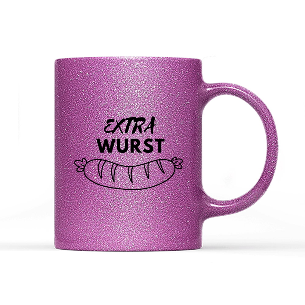 Tasse Glitzer Edition Extra Wurst - Schwarzer - Kaffee