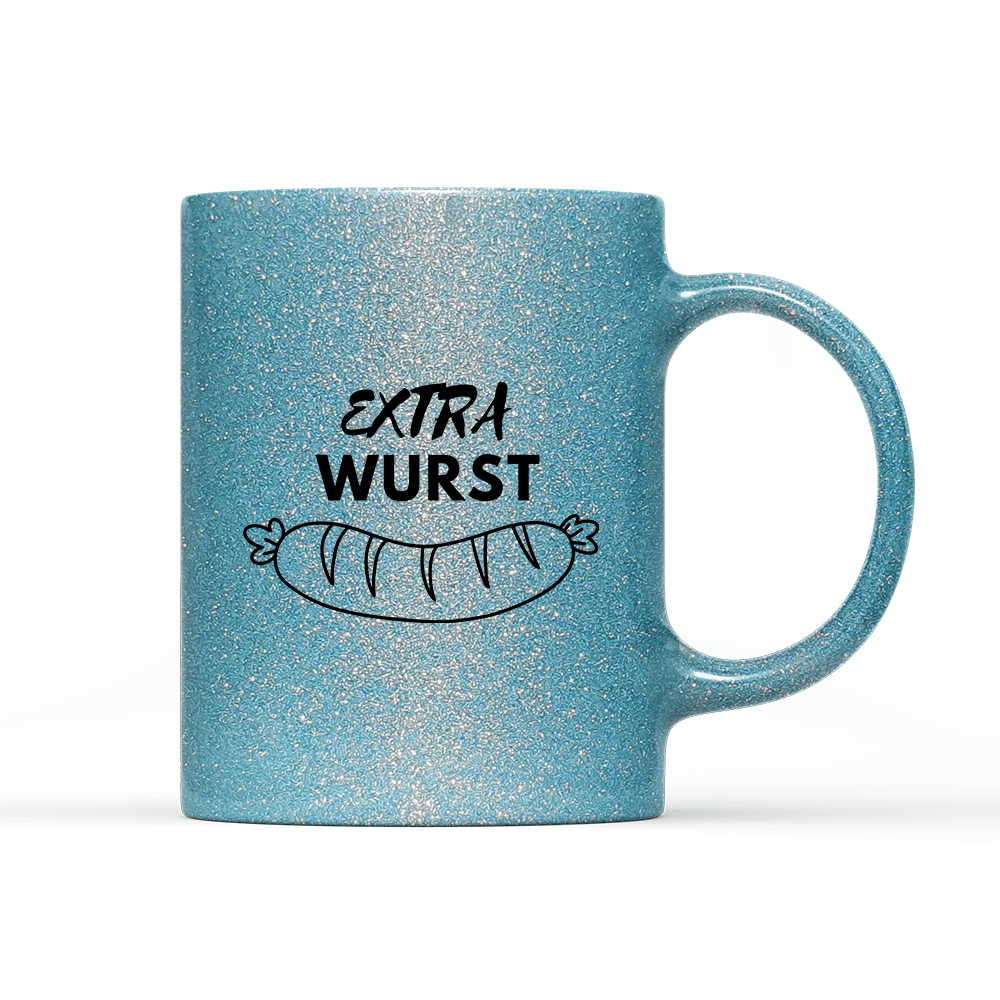 Tasse Glitzer Edition Extra Wurst - Schwarzer - Kaffee