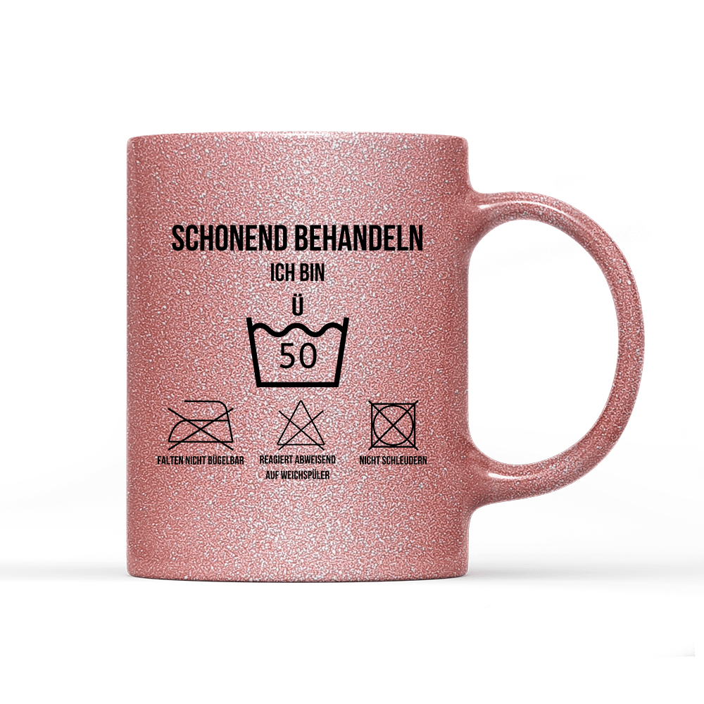 Tasse Glitzer Edition Schonend behandeln 50 - Schwarzer - Kaffee