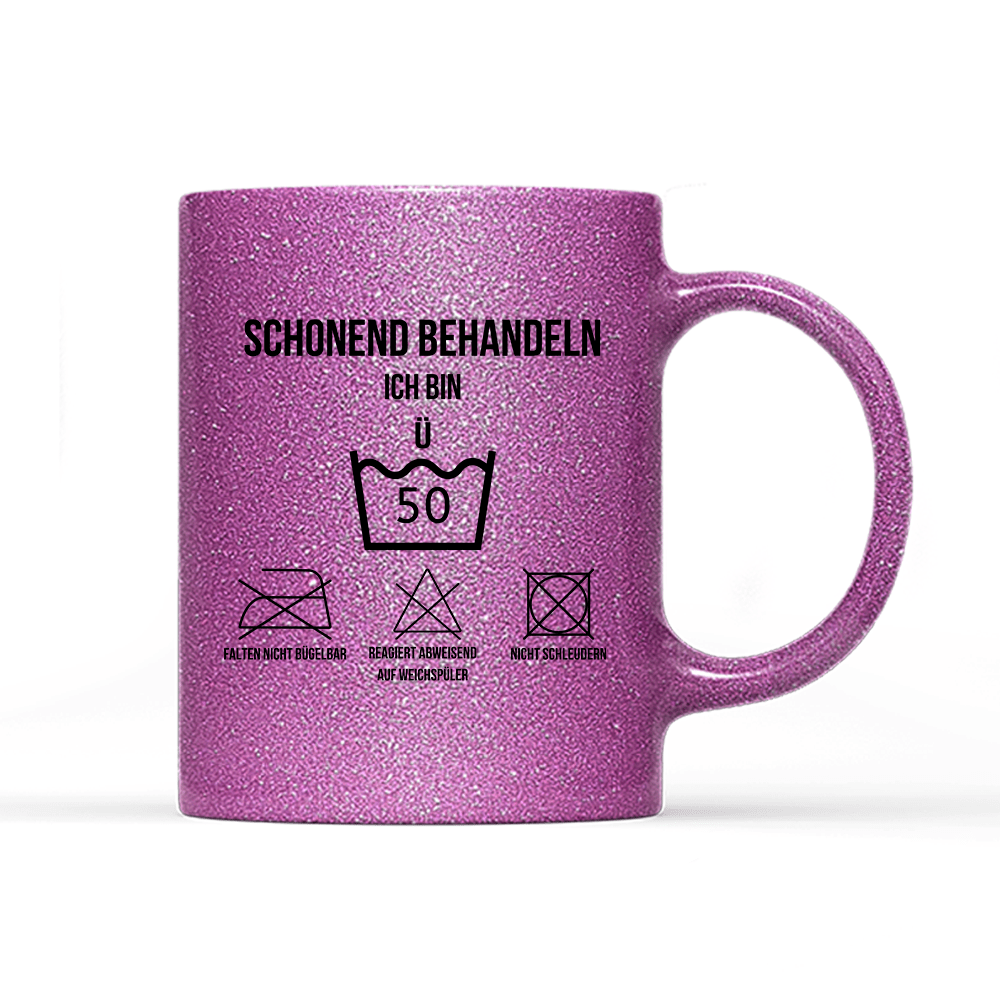 Tasse Glitzer Edition Schonend behandeln 50 - Schwarzer - Kaffee