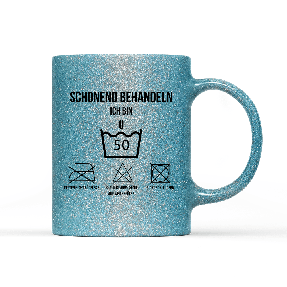 Tasse Glitzer Edition Schonend behandeln 50 - Schwarzer - Kaffee