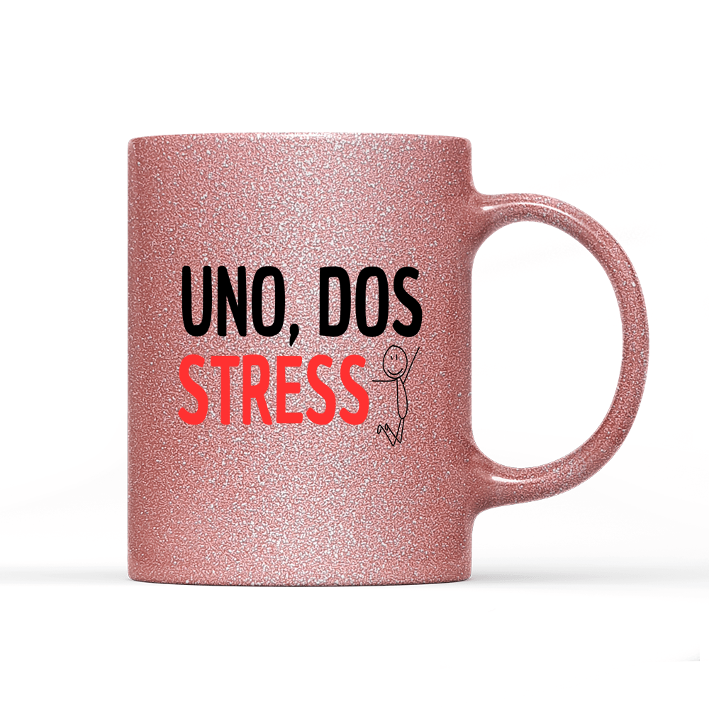 Tasse Glitzer Edition UNO, DOS STRESS - Schwarzer - Kaffee