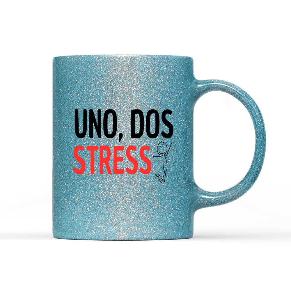 Tasse Glitzer Edition UNO, DOS STRESS - Schwarzer - Kaffee